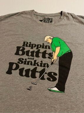 John Daly Golf Butts Putts Gray T-Shirt 2XL Chive Funny Gilmore PGA Tour Course